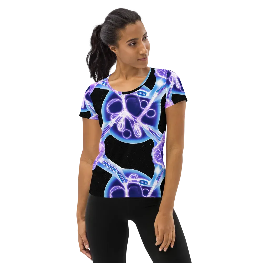 Neon Cellscape on Women's Athletic T-Shirt — Front