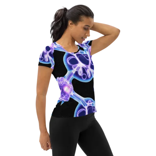 Neon Cellscape on a Women's Athletic T-Shirt
