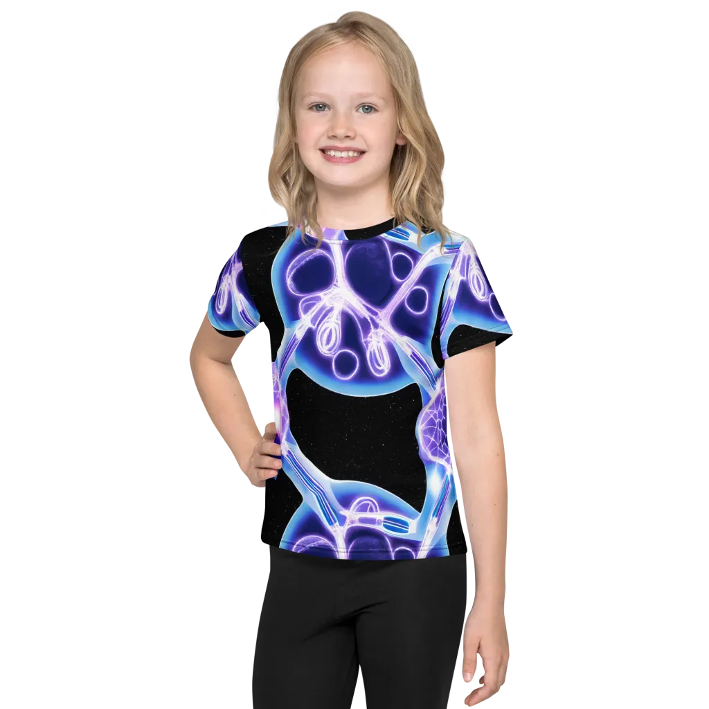 Neon Cellscape on Kids Crew Neck T-Shirt — Front