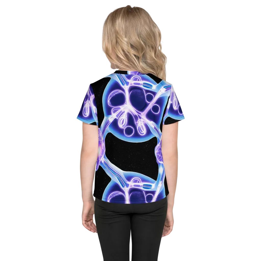Neon Cellscape on Kids Crew Neck T-Shirt — Back