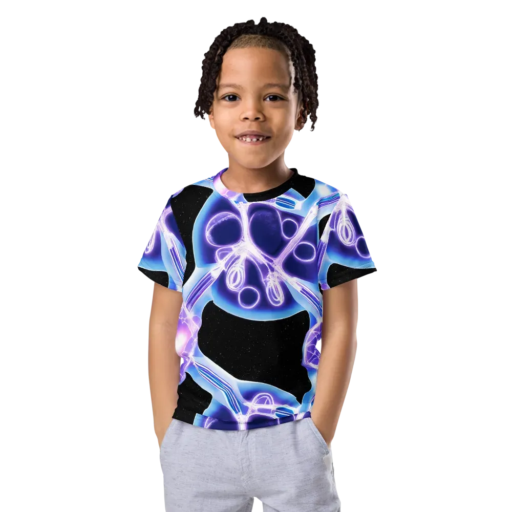 Neon Cellscape on Kids Crew Neck T-Shirt — Front