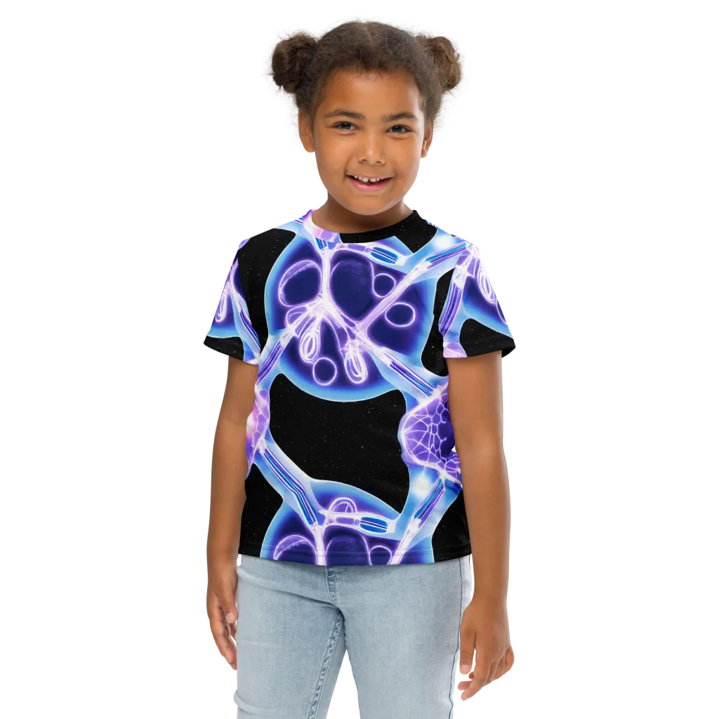 Neon Cellscape on Kids Crew Neck T-Shirt — Front