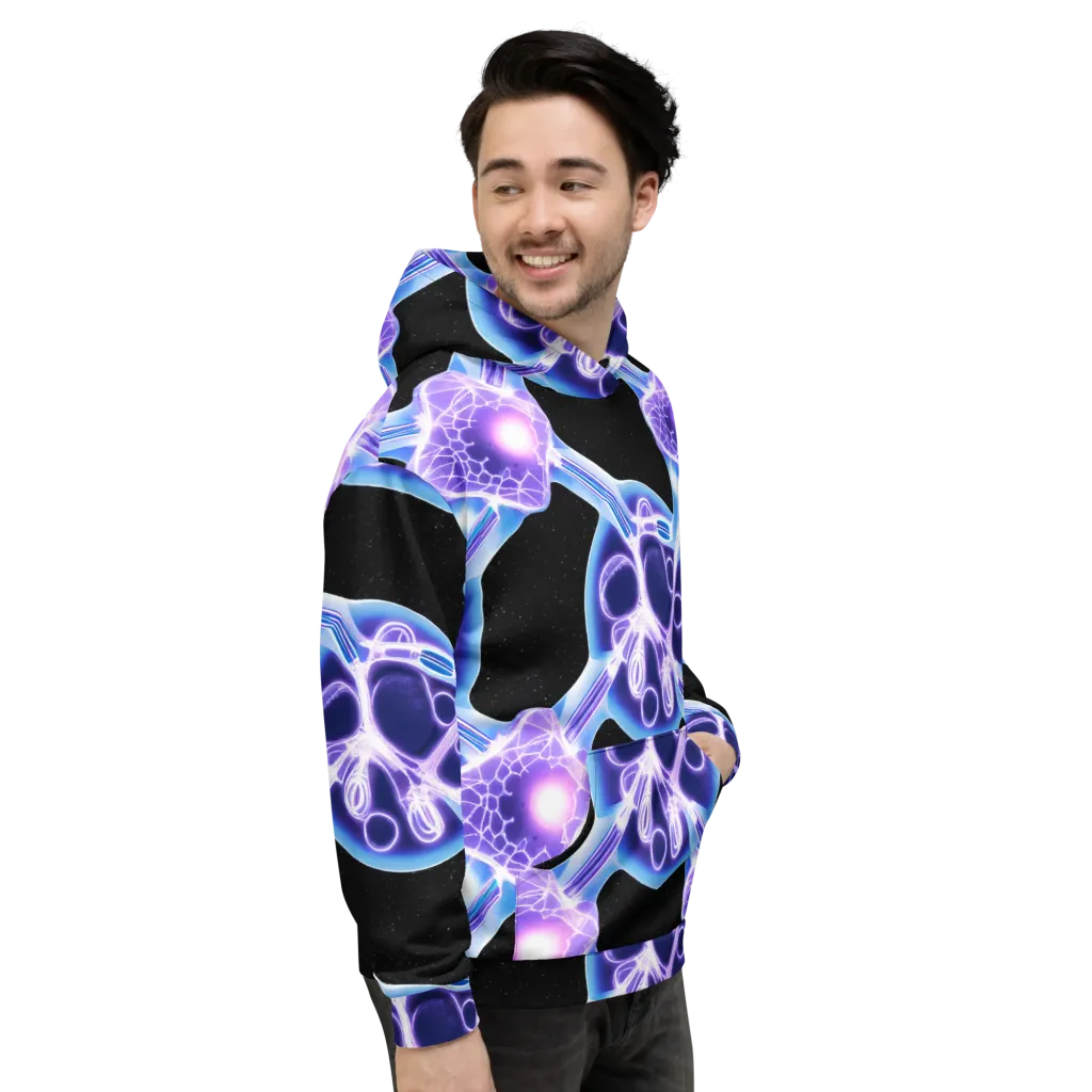 Neon Cellscape on Hoodie — Right