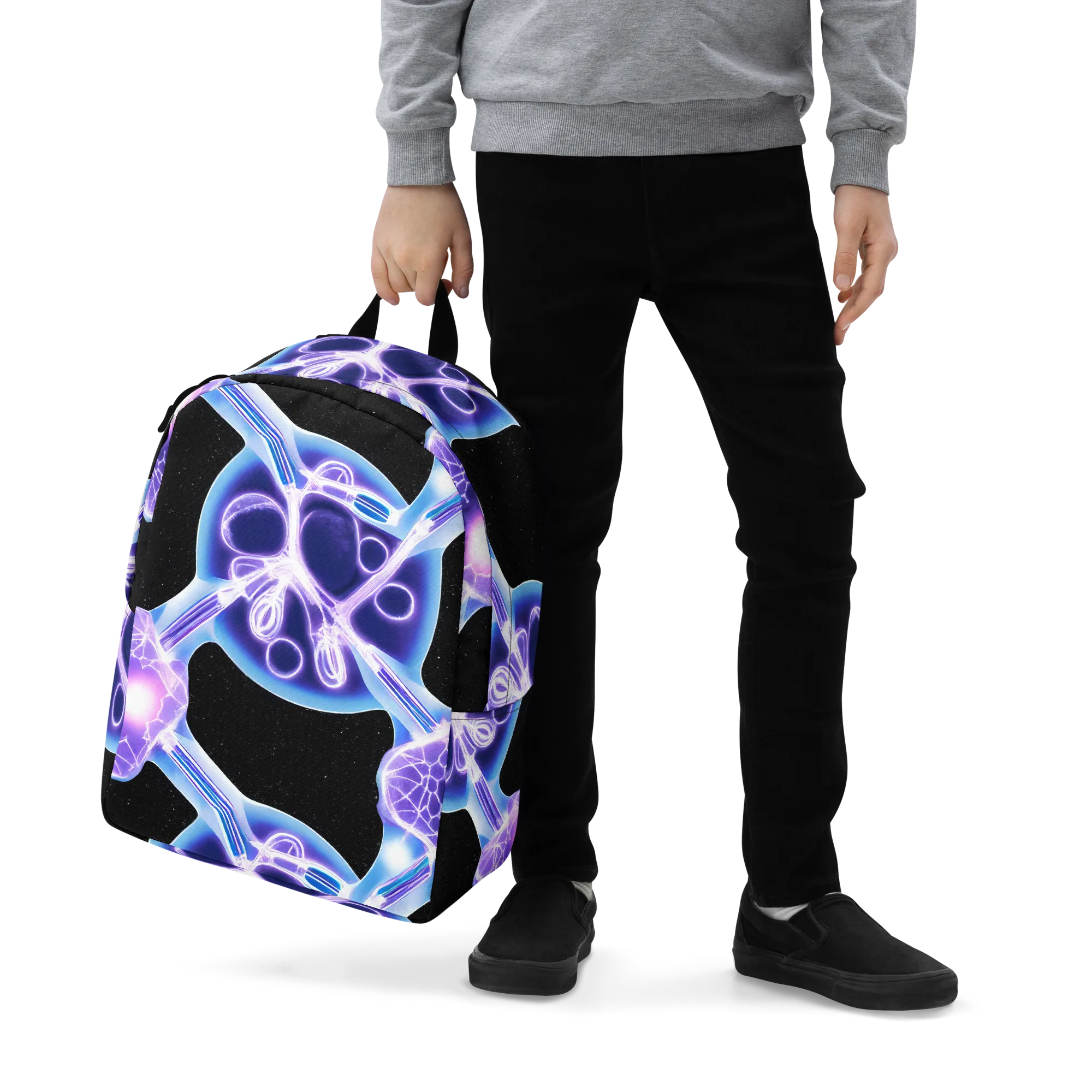 Neon Cellscape on Minimalist Backpack — Zoomed-in