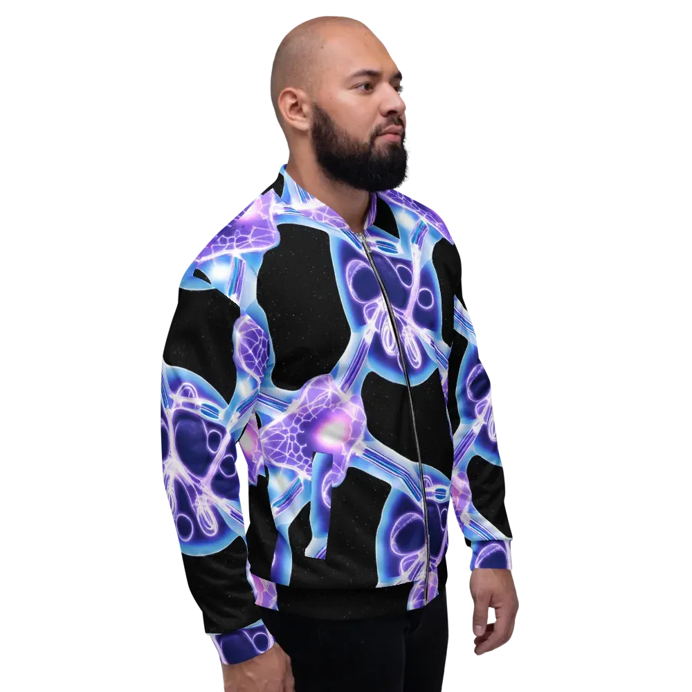 Neon Cellscape on Bomber Jacket — Right