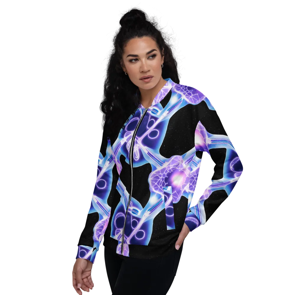 Neon Cellscape on Bomber Jacket — Left