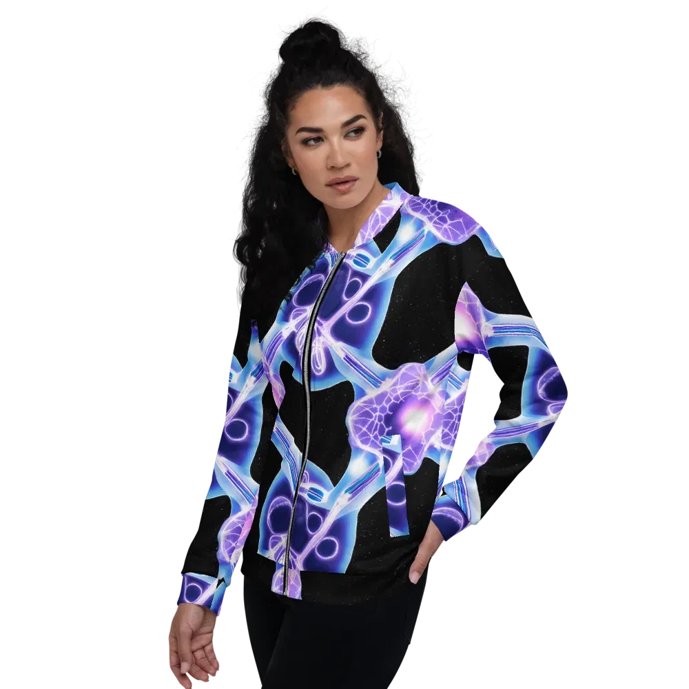 Neon Cellscape on Bomber Jacket — Left