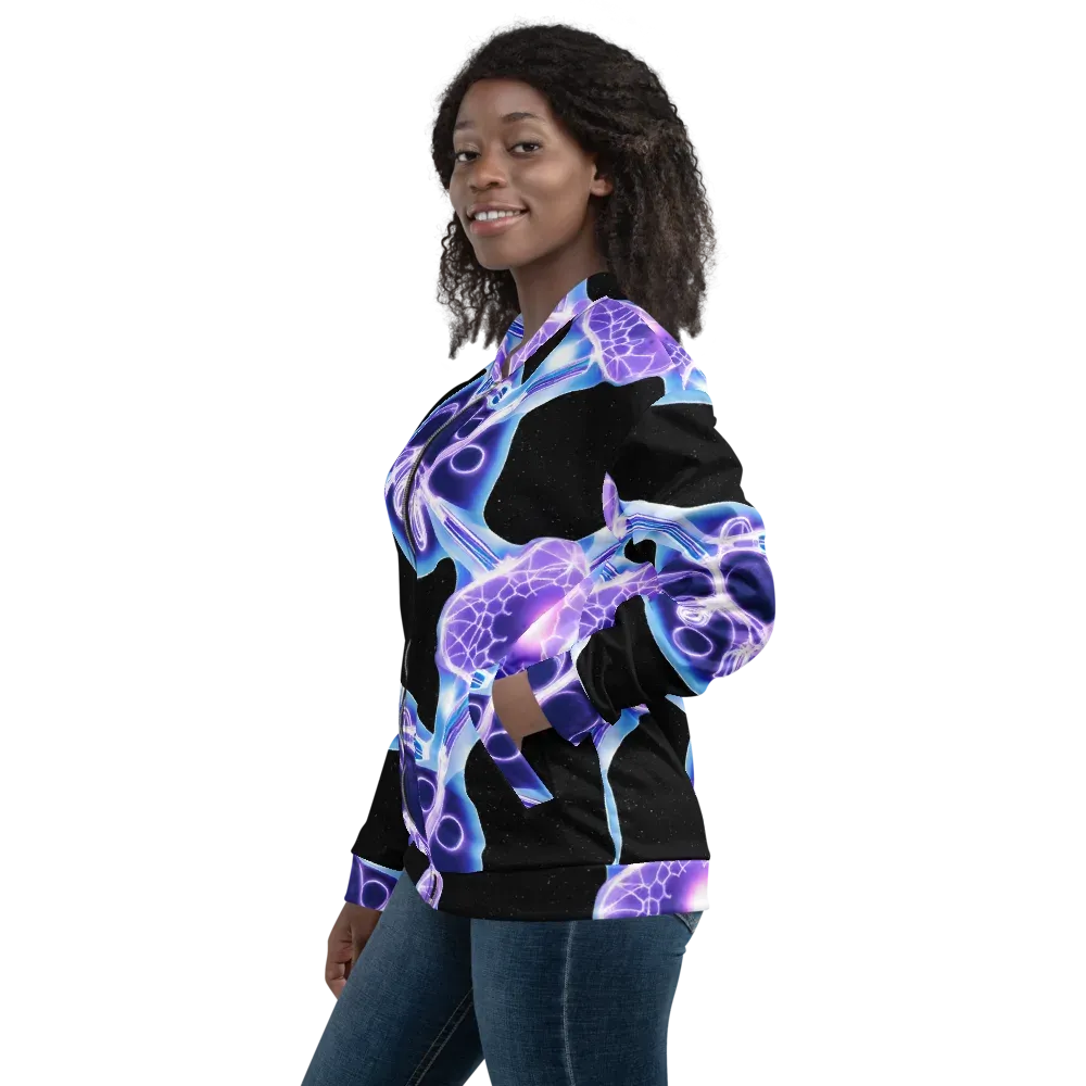 Neon Cellscape on Bomber Jacket — Left