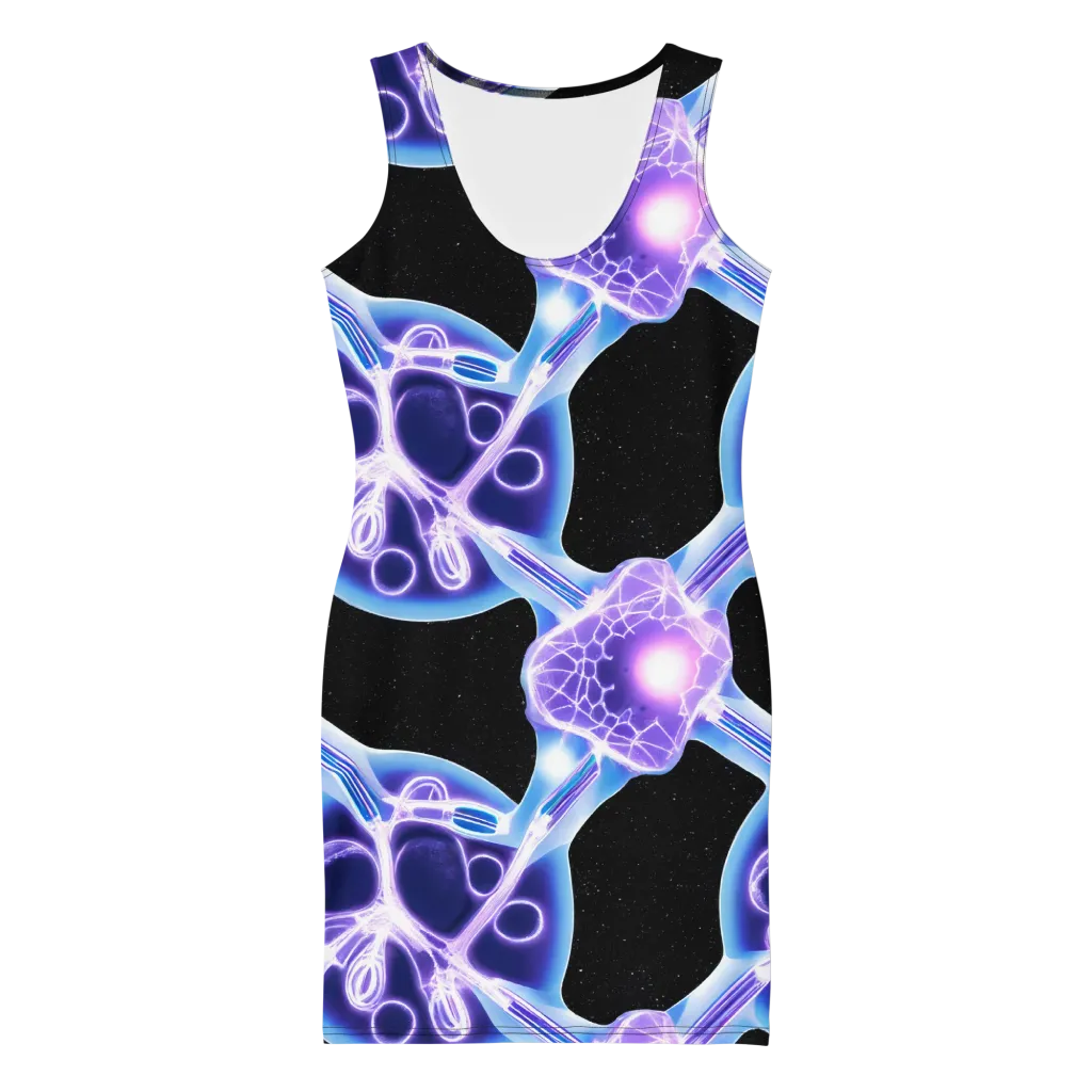 Neon Cellscape on Bodycon Dress — Front