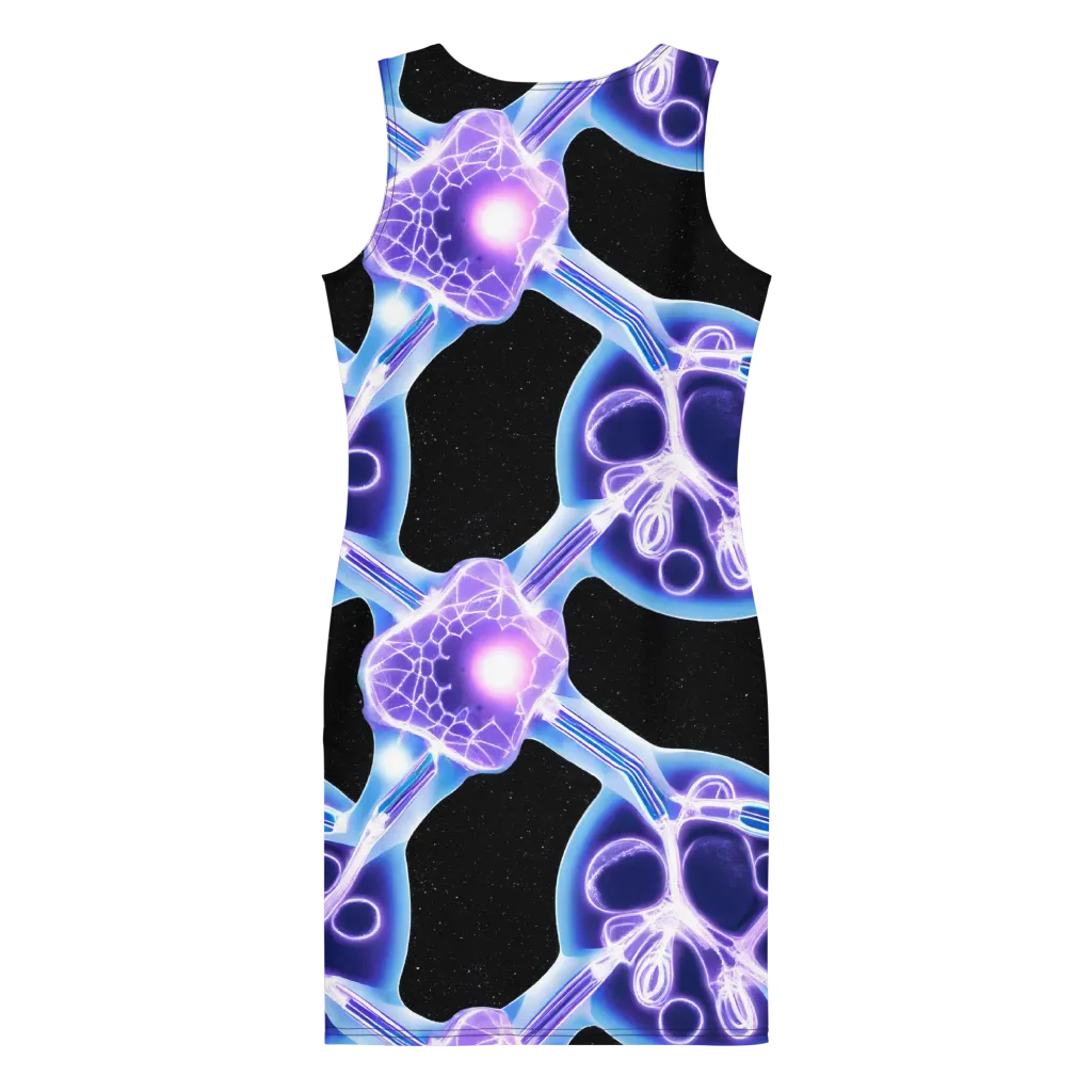 Neon Cellscape on Bodycon Dress — Back