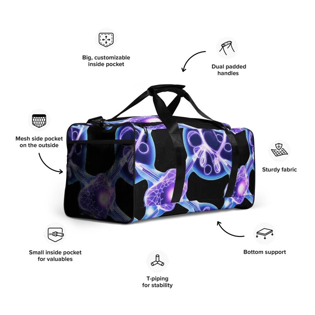 Neon Cellscape on Duffle Bag — Right Front