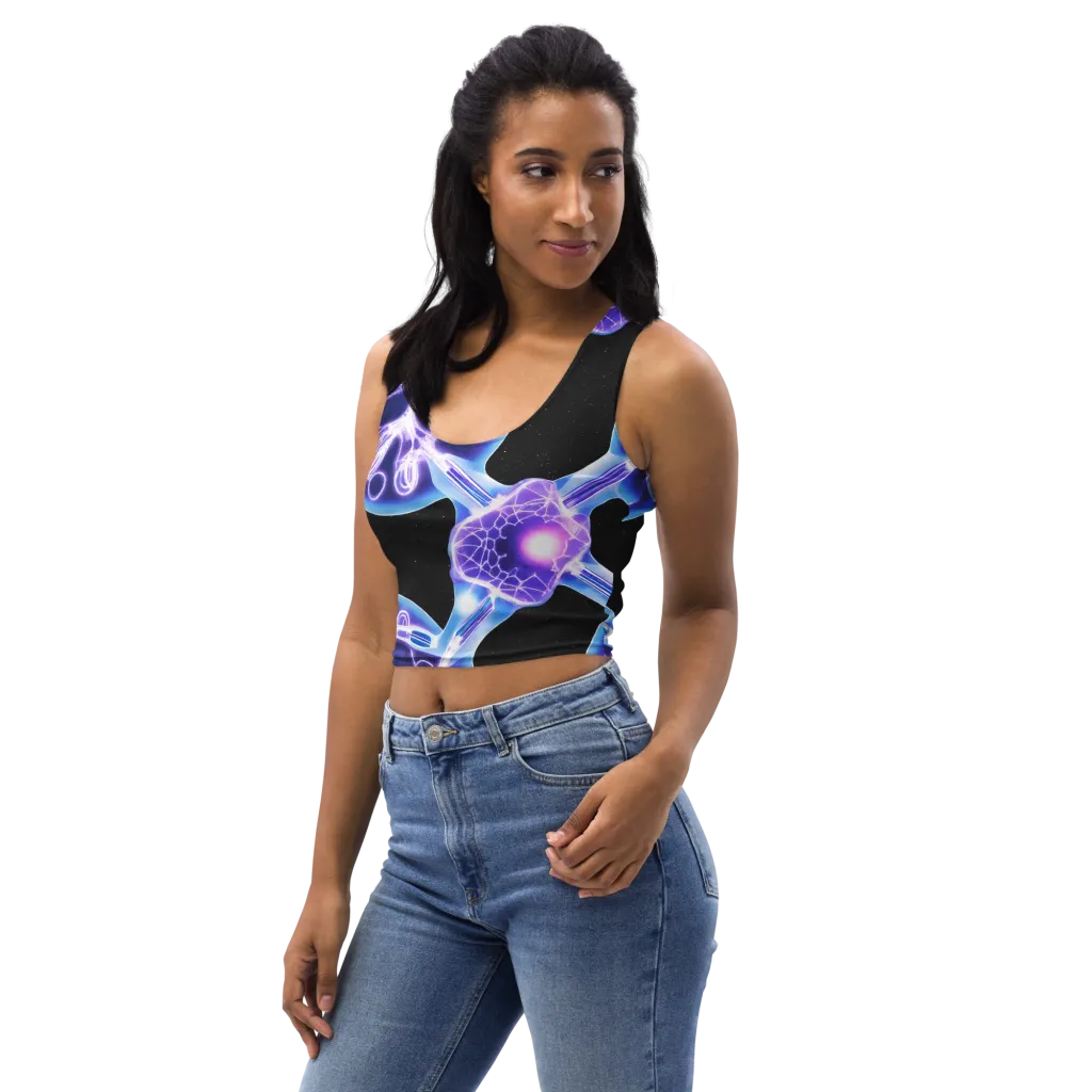 Neon Cellscape on Crop Top — Left Front