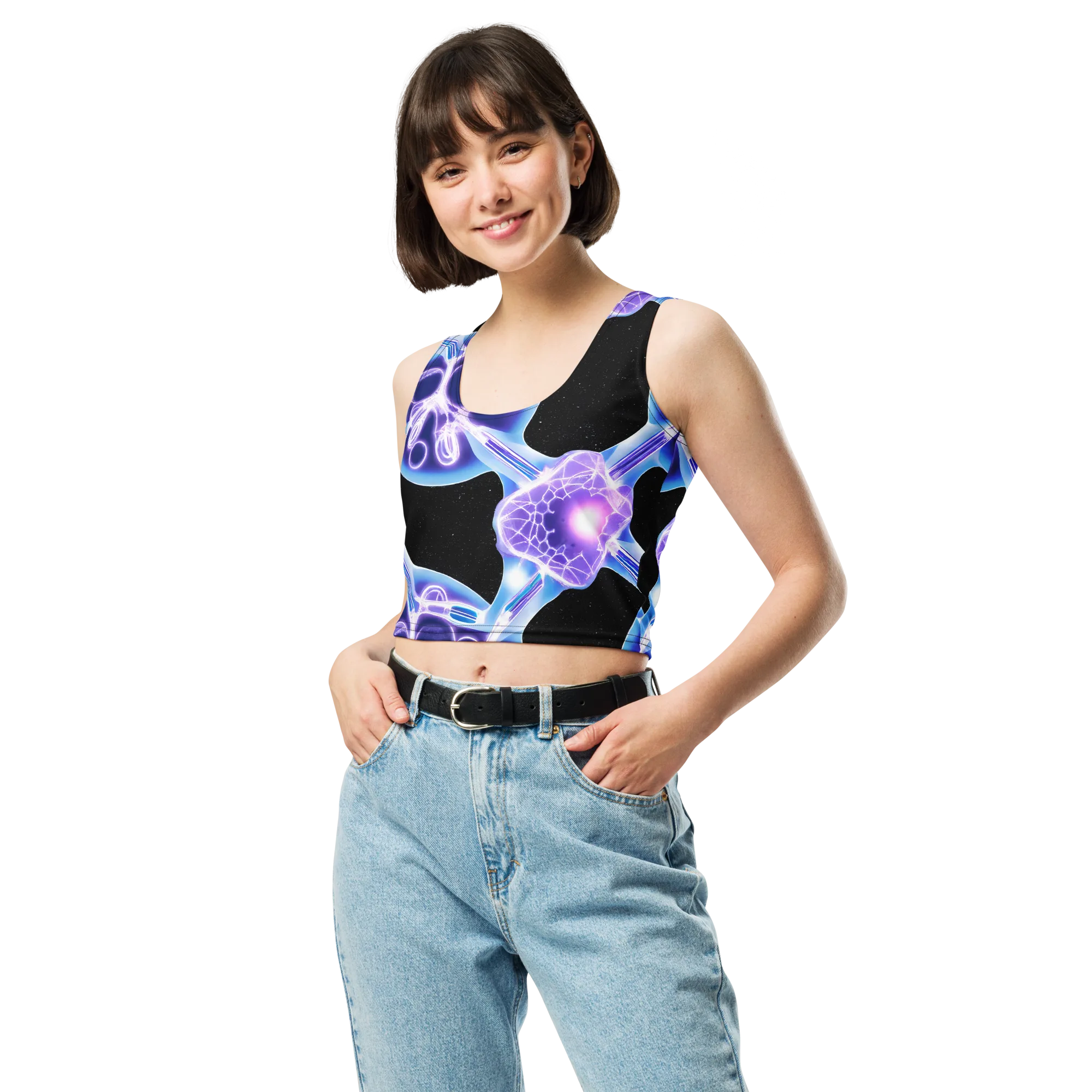 Neon Cellscape on Crop Top — Front