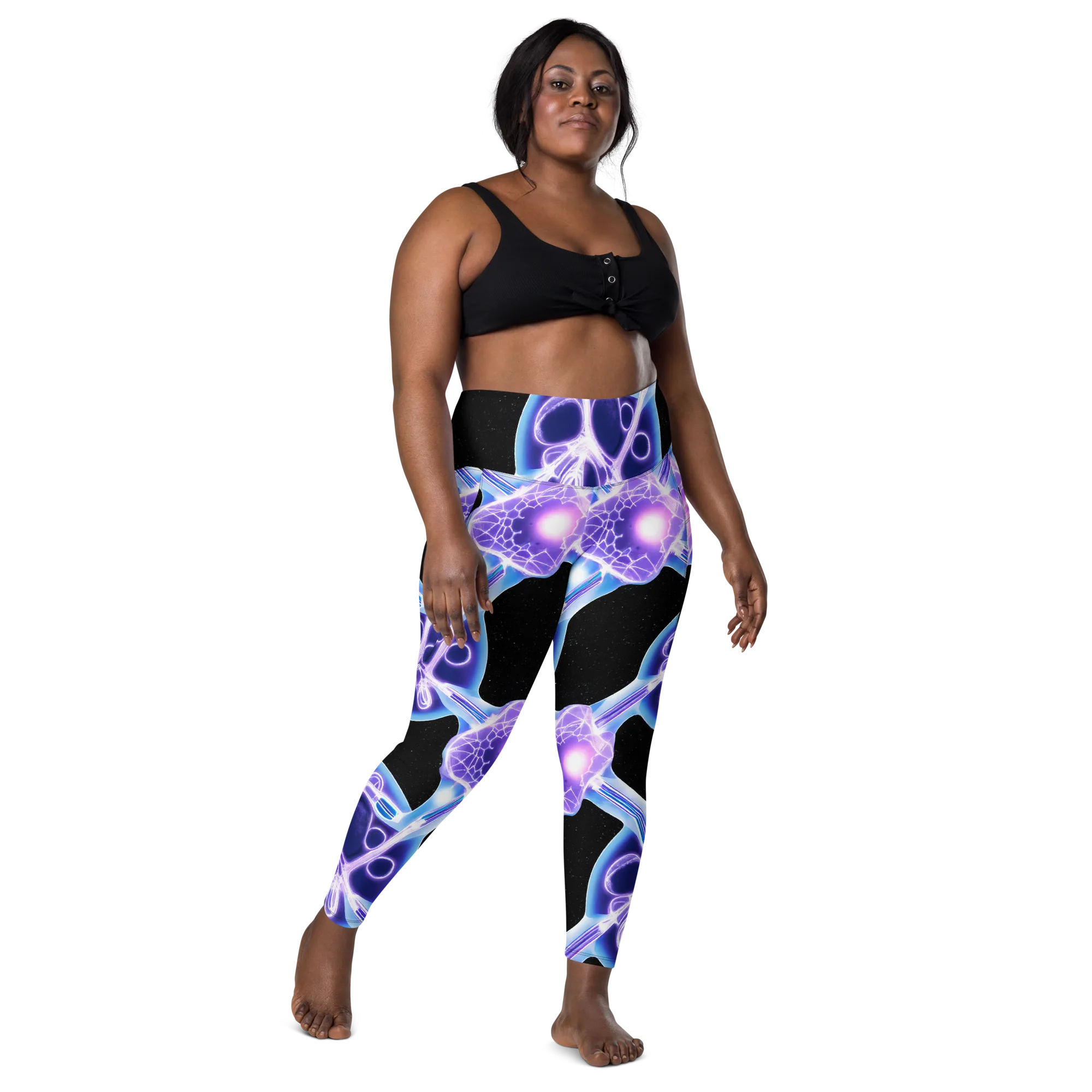 Neon Cellscape on Leggings with Pockets — Front