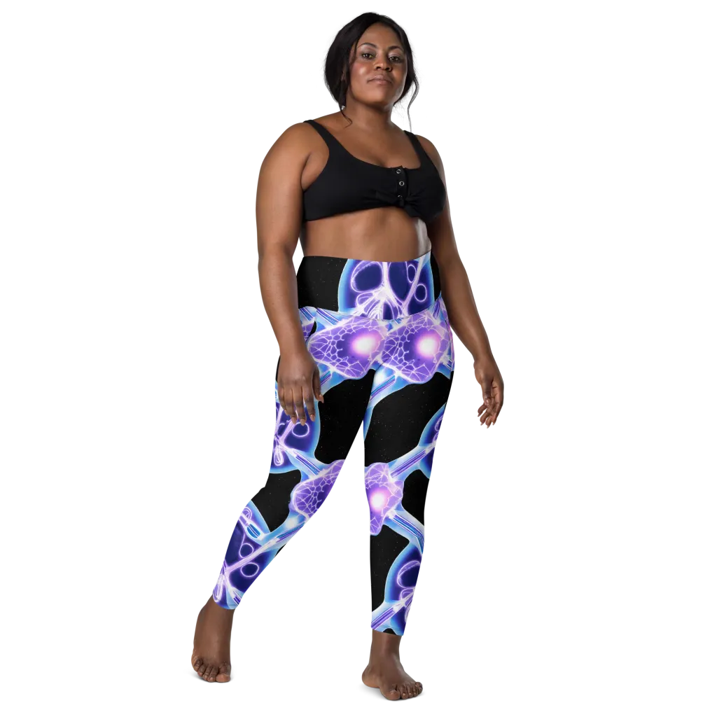 Neon Cellscape on Leggings with Pockets — Front