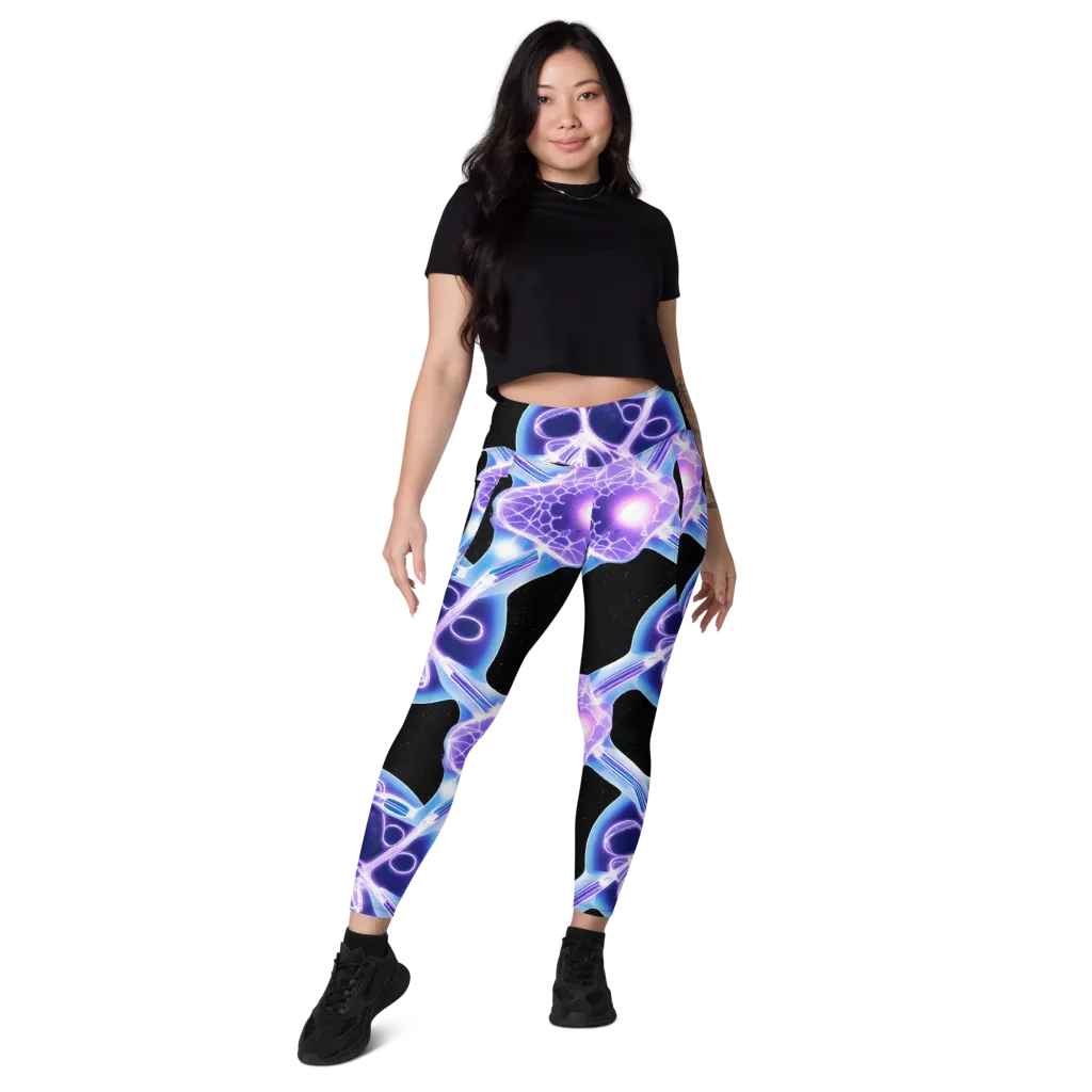 Neon Cellscape on Leggings with Pockets — Front