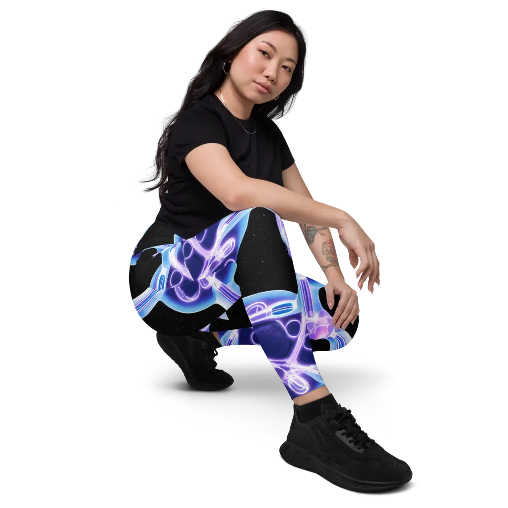 Neon Cellscape on Leggings with Pockets — Right Front