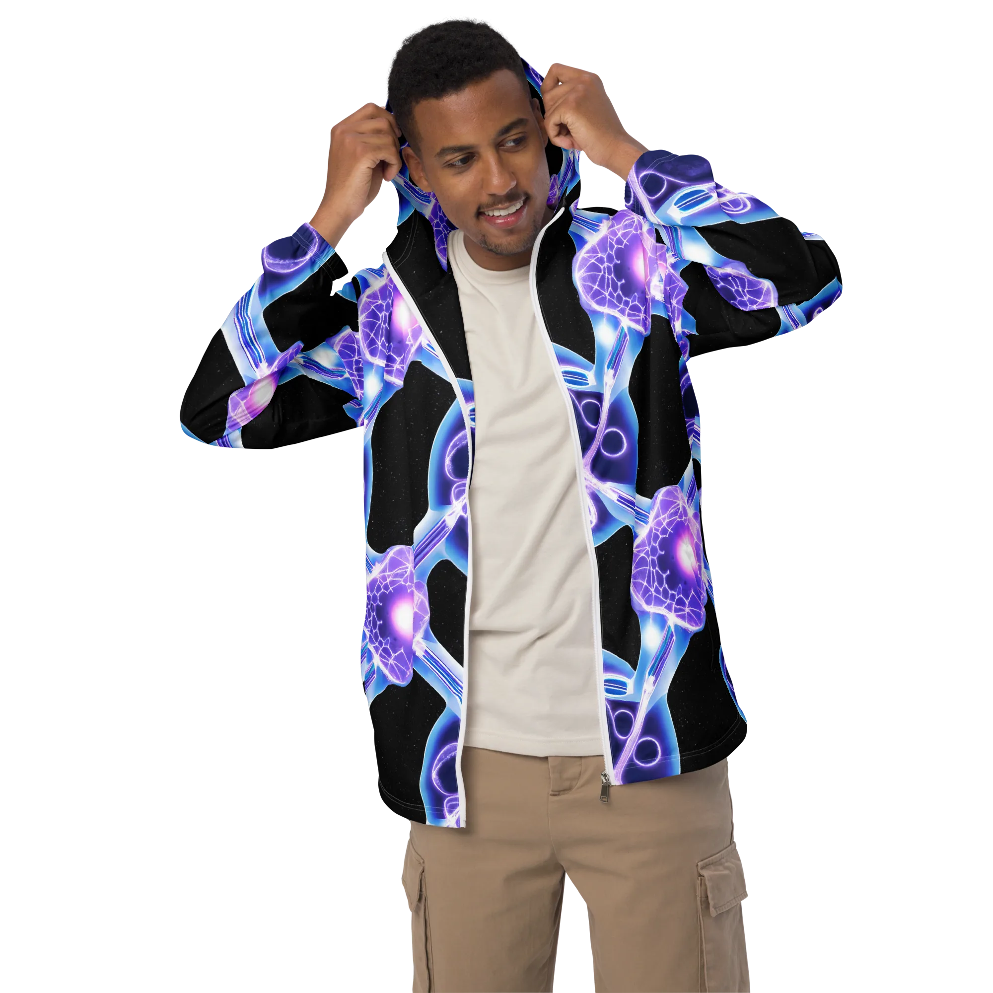Neon Cellscape on Men's Windbreaker — Front