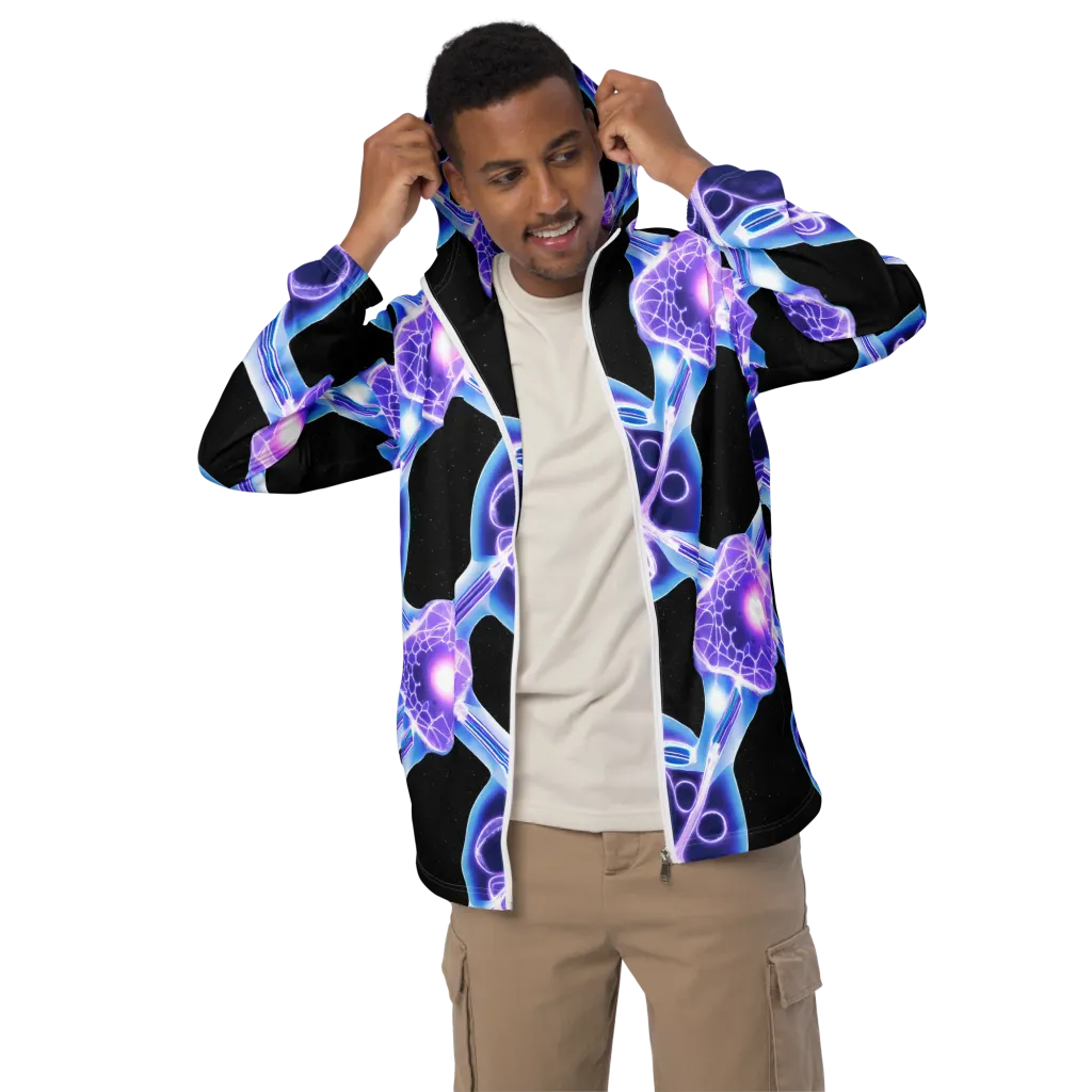 Neon Cellscape on Men's Windbreaker — Front