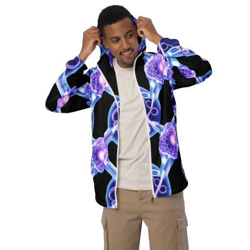 Neon Cellscape on a Men's Windbreaker