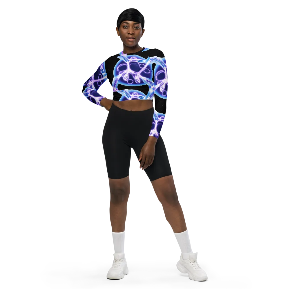 Neon Cellscape on Long Sleeve Crop Top — Front