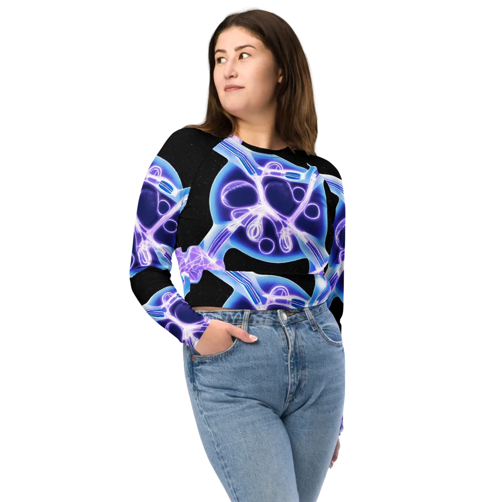 Neon Cellscape on Long Sleeve Crop Top — Front