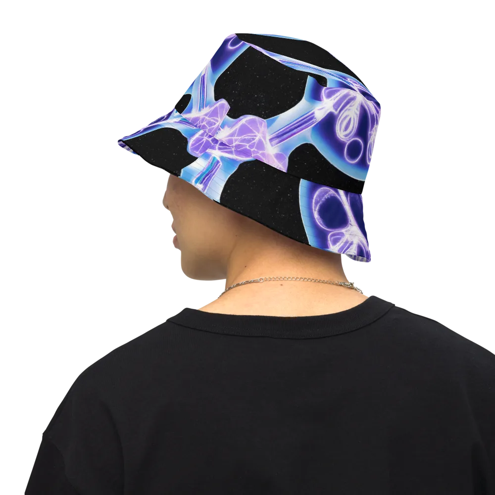 Neon Cellscape on Reversible Bucket Hat — Back Inside