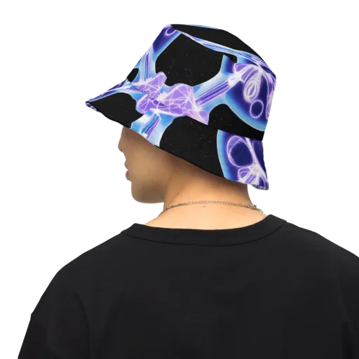 Neon Cellscape on a Reversible Bucket Hat