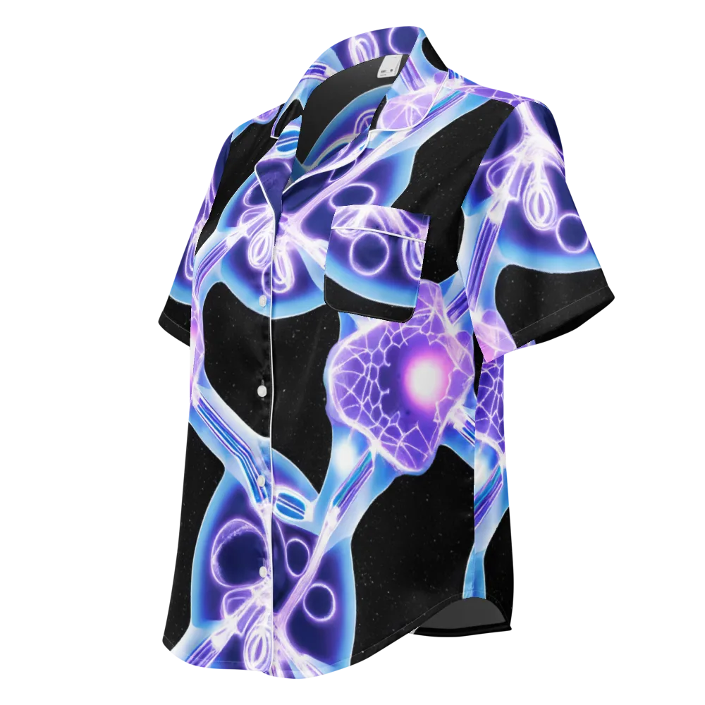 Neon Cellscape on Women's Short Sleeve Pajama Top — Left Front