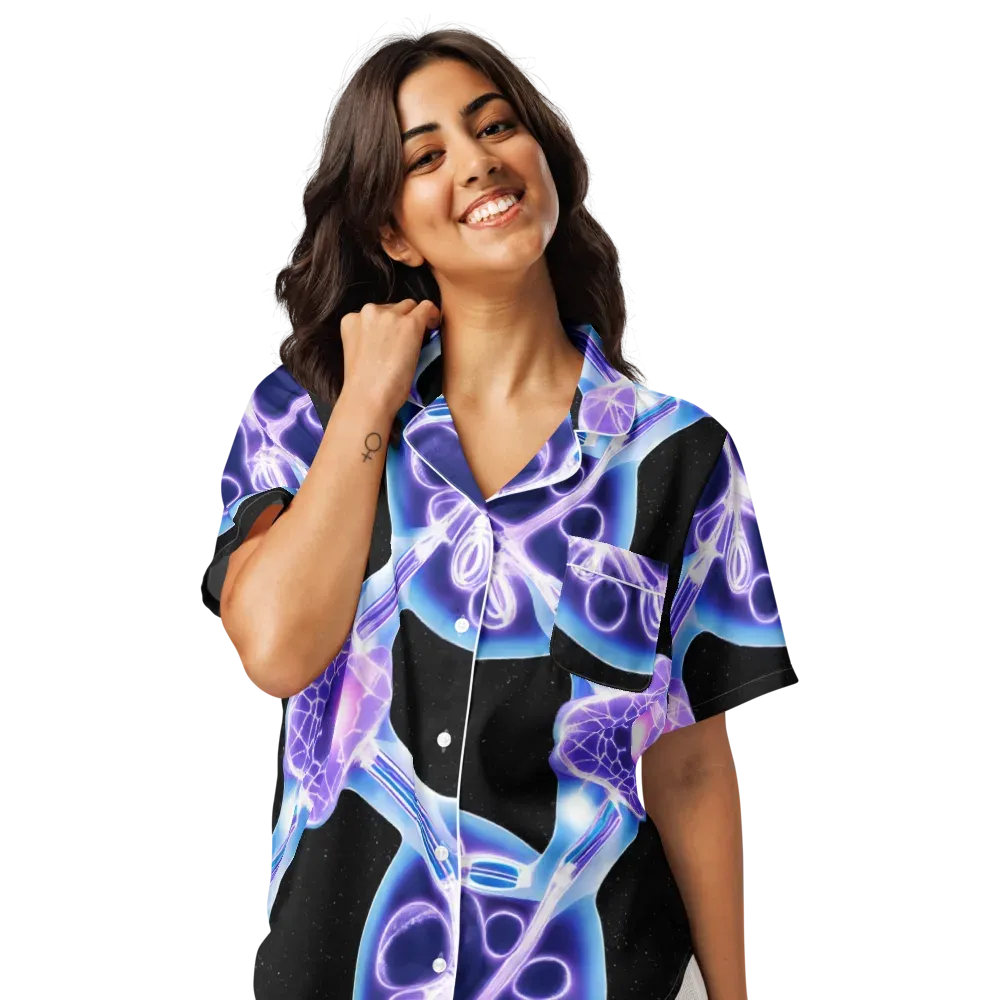 Neon Cellscape on Women's Short Sleeve Pajama Top — Front