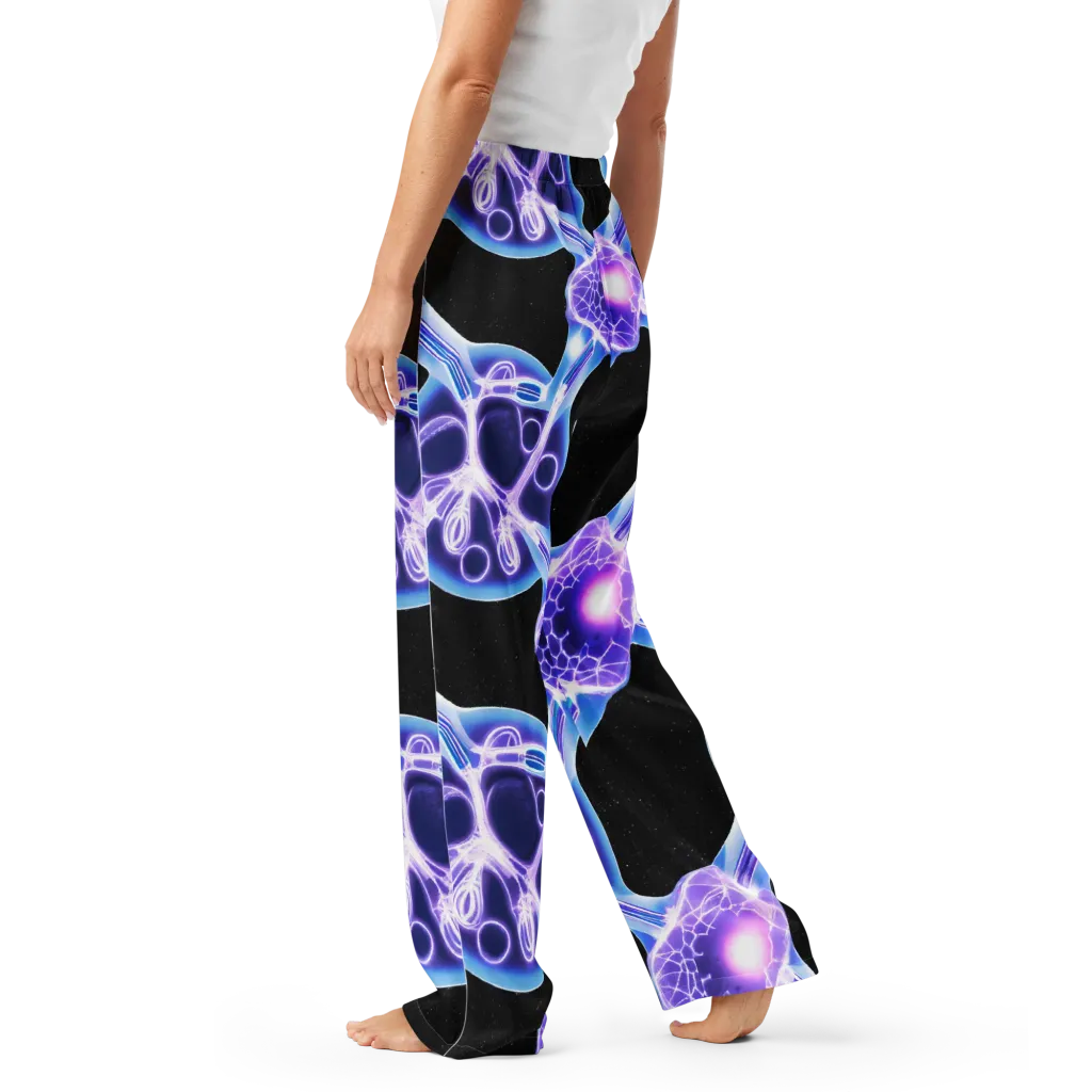 Neon Cellscape on Women's Pajama Pants — Left