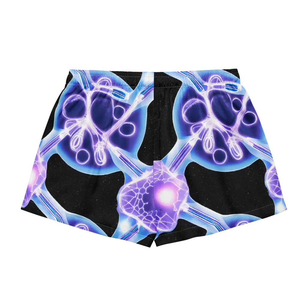Neon Cellscape on Women's Pajama Shorts — Back