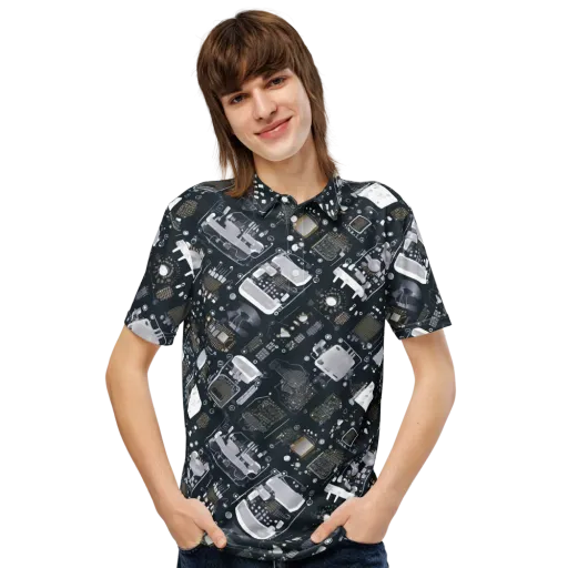 Circuit Noir on a Men's Slim Fit Polo Shirt