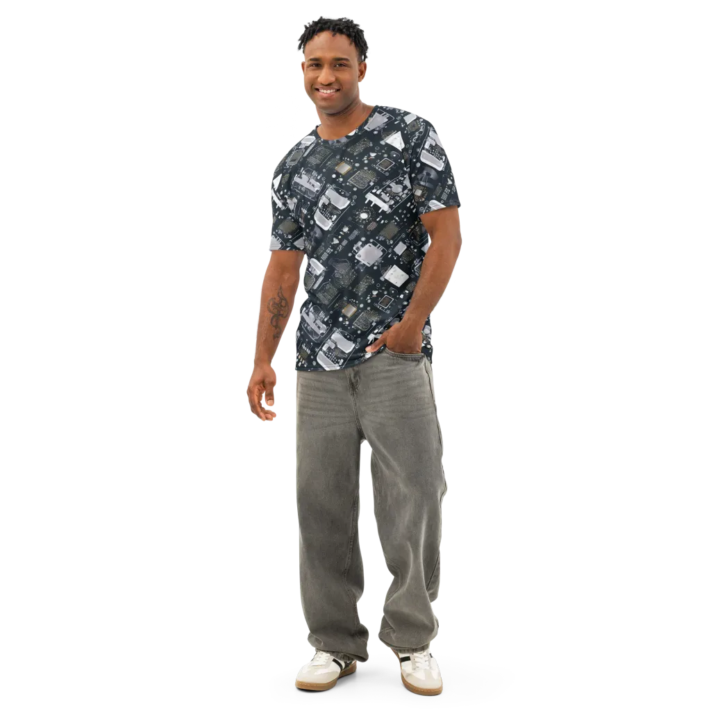 Circuit Noir on Men's Cotton Crew Neck T-Shirt — Front
