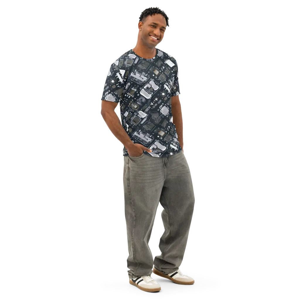 Circuit Noir on Men's Cotton Crew Neck T-Shirt — Right Front