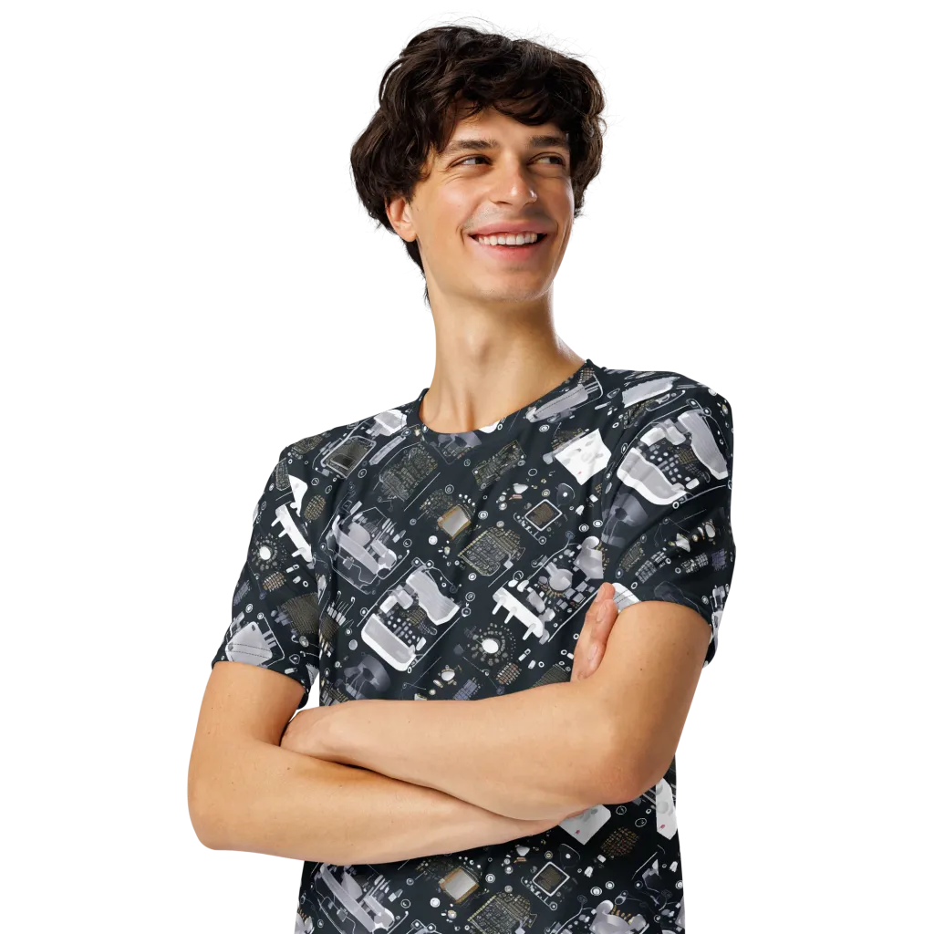 Circuit Noir on Men's Crew Neck T-Shirt — Left Front