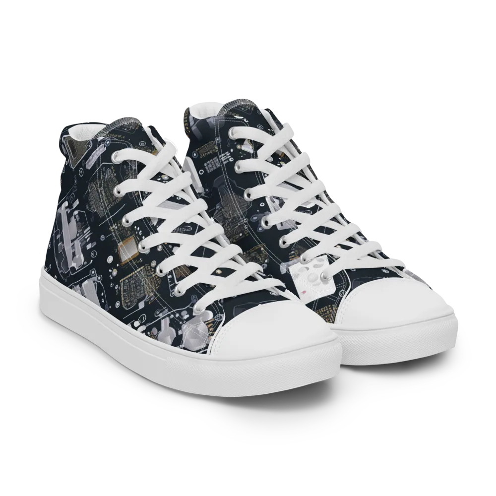 Circuit Noir on Men's High Top Canvas Shoes — Right Front