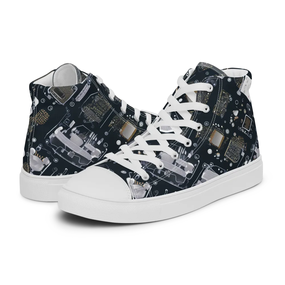 Circuit Noir on Men's High Top Canvas Shoes — Left