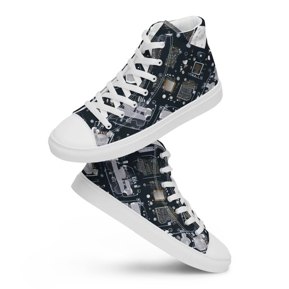 Circuit Noir on Men's High Top Canvas Shoes — Front