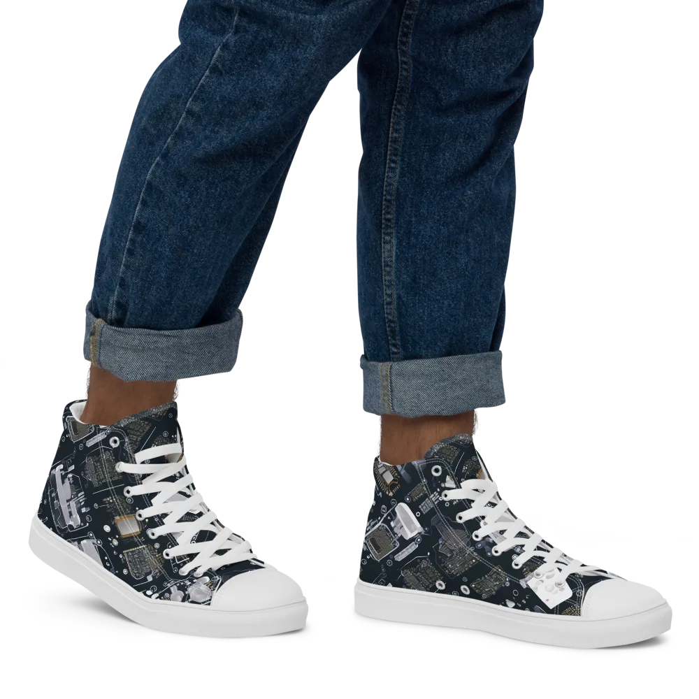 Circuit Noir on Men's High Top Canvas Shoes — Right
