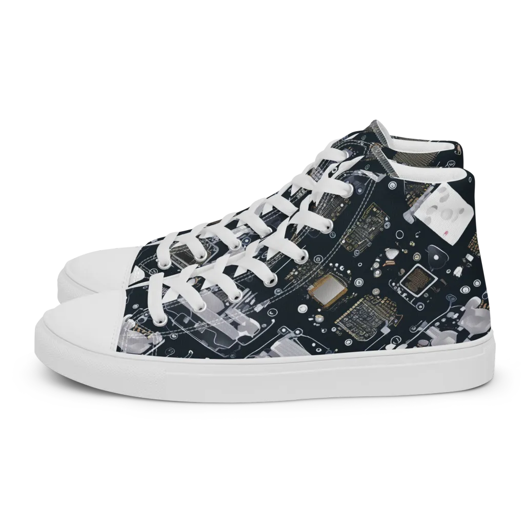 Circuit Noir on Women's High Top Canvas Shoes — Left