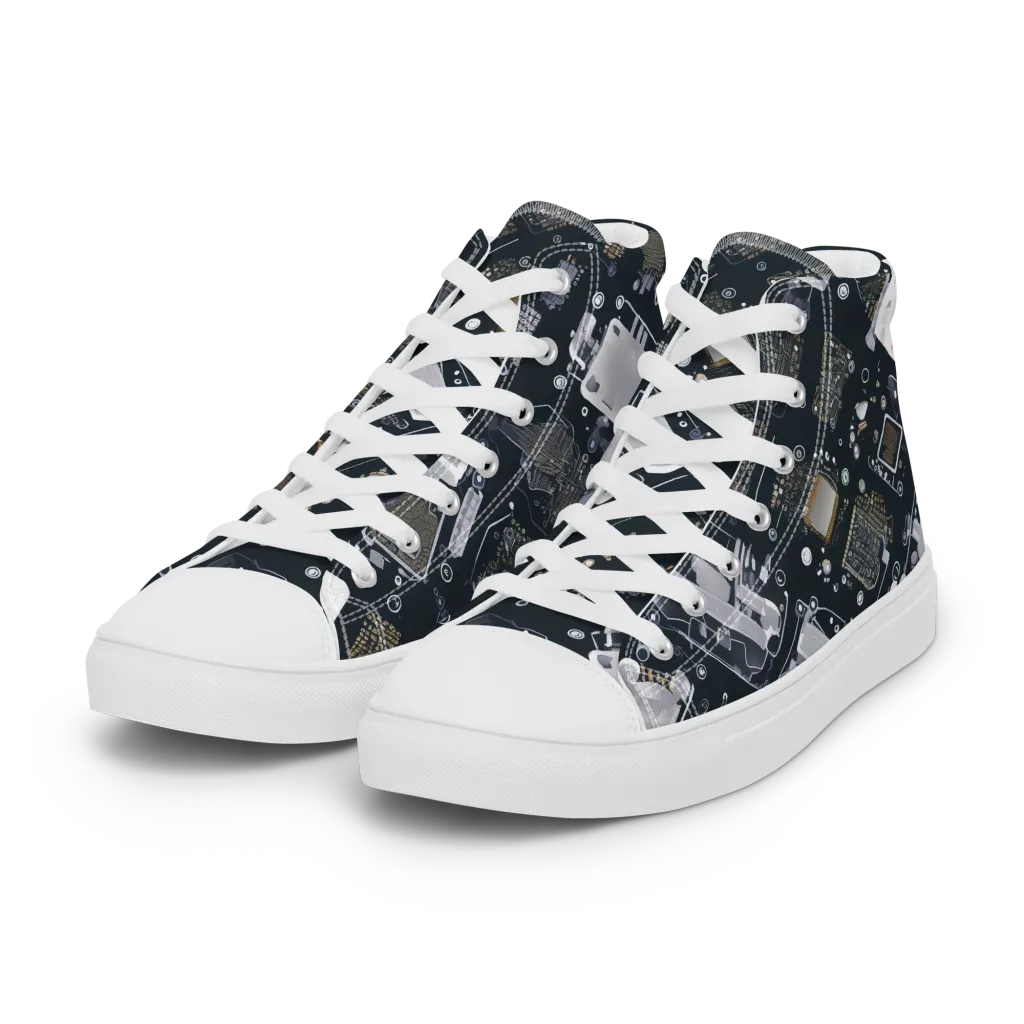 Circuit Noir on Women's High Top Canvas Shoes — Left Front