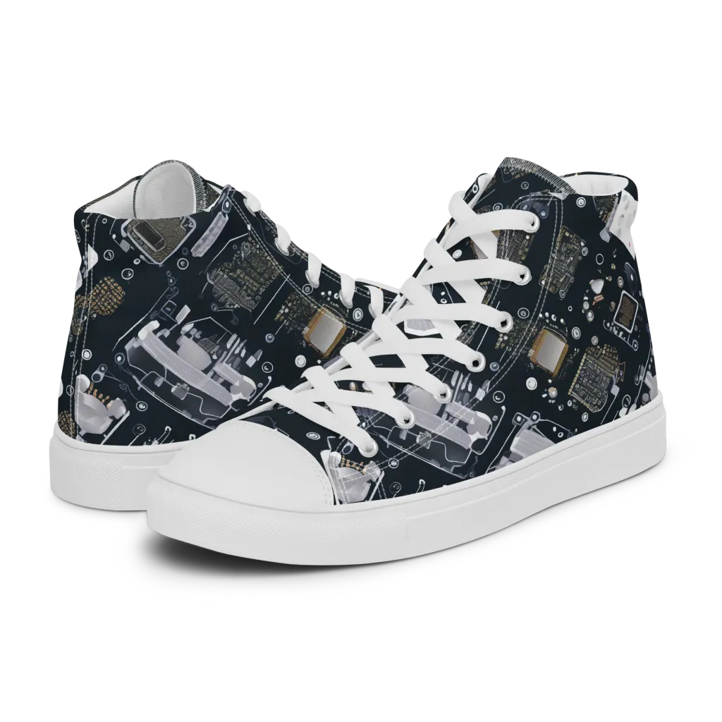 Circuit Noir on Women's High Top Canvas Shoes — Left