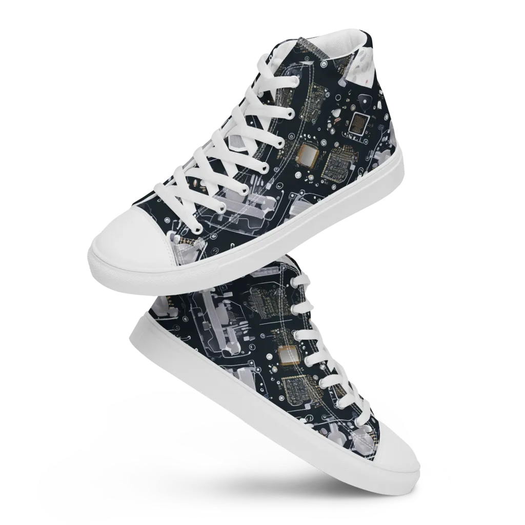 Circuit Noir on Women's High Top Canvas Shoes — Front