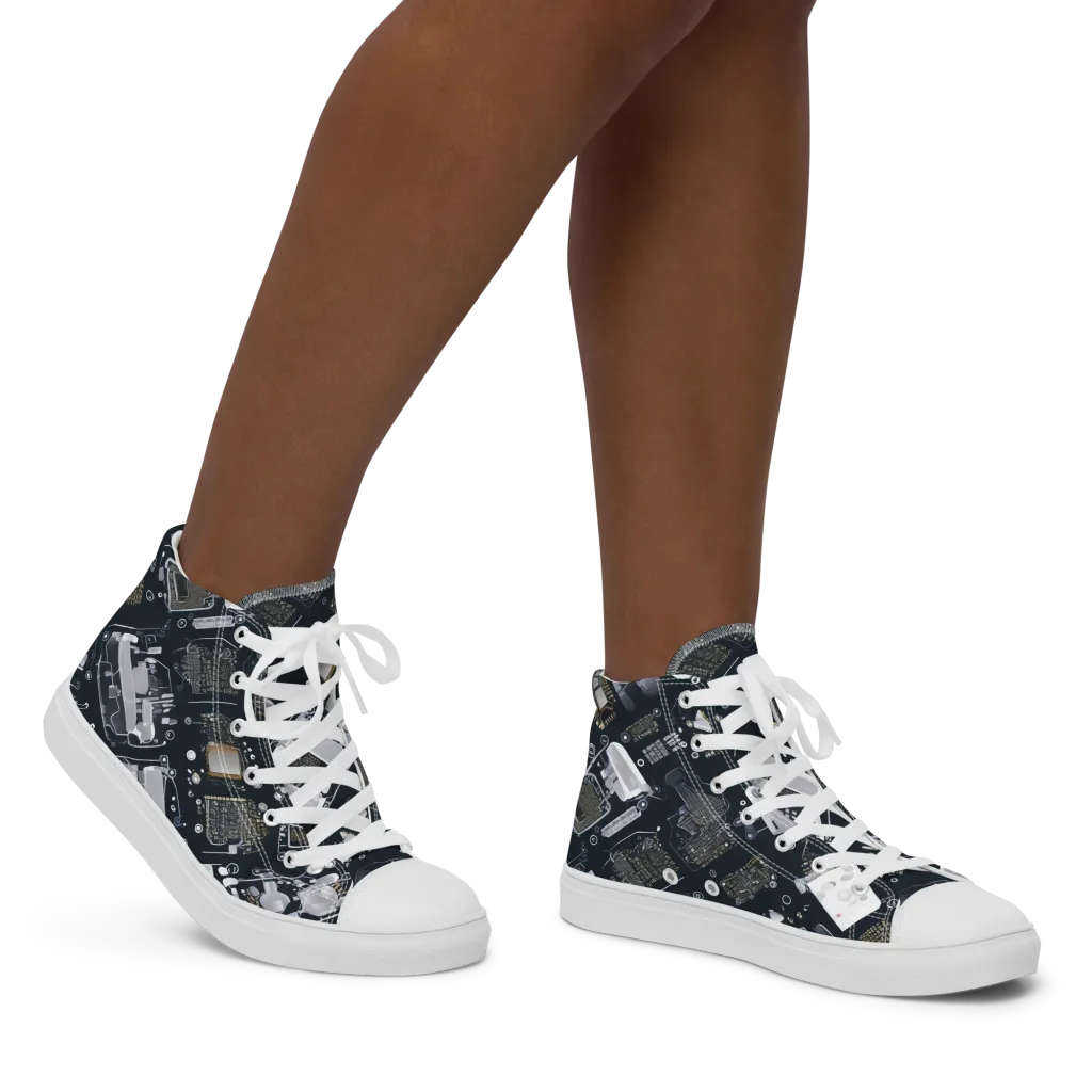 Circuit Noir on Women's High Top Canvas Shoes — Right