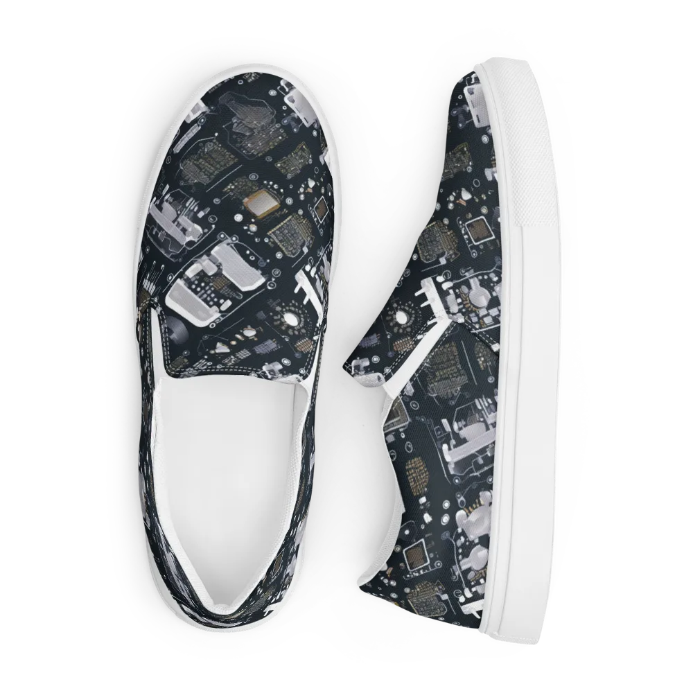 Circuit Noir on Men's Slip-On Canvas Shoes — Front