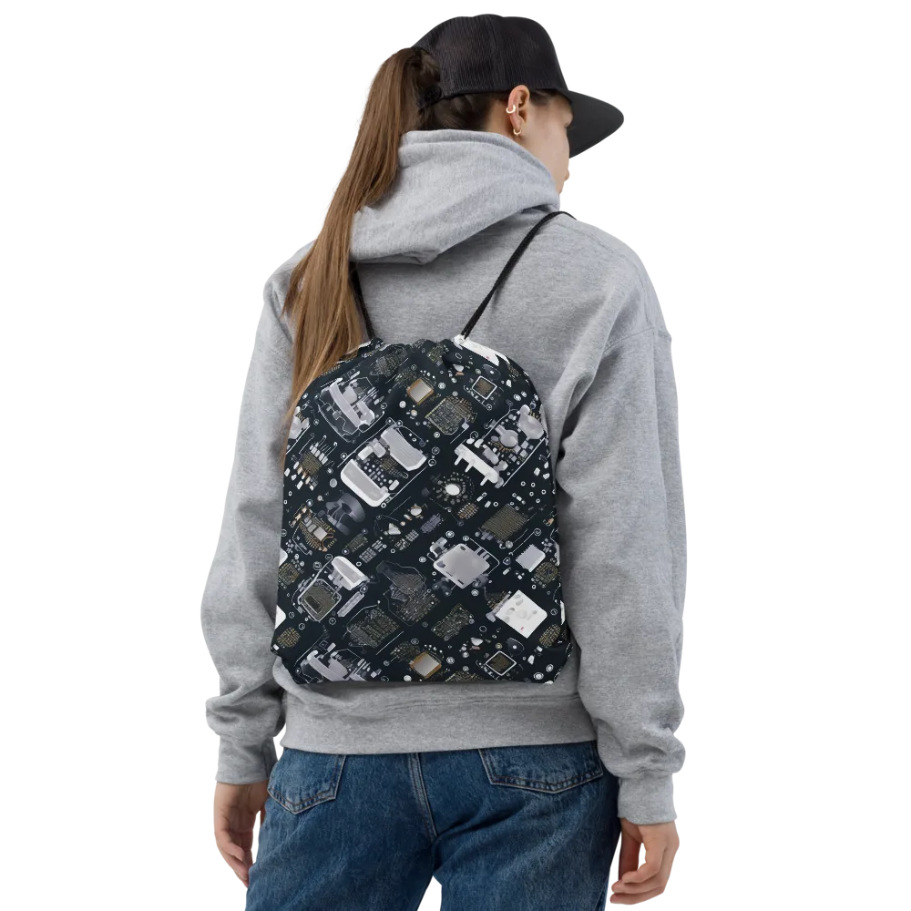 Circuit Noir on Drawstring Bag — Front