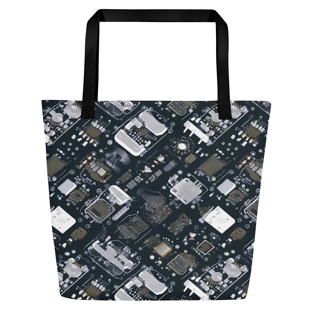 Circuit Noir on Large Tote Bag W/ Pocket — Front