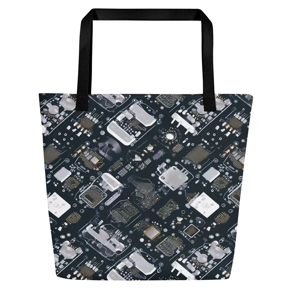 Circuit Noir on Large Tote Bag W/ Pocket — Front