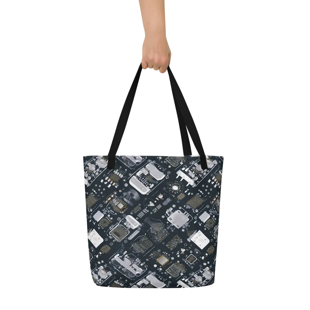 Circuit Noir on Large Tote Bag W/ Pocket — Front